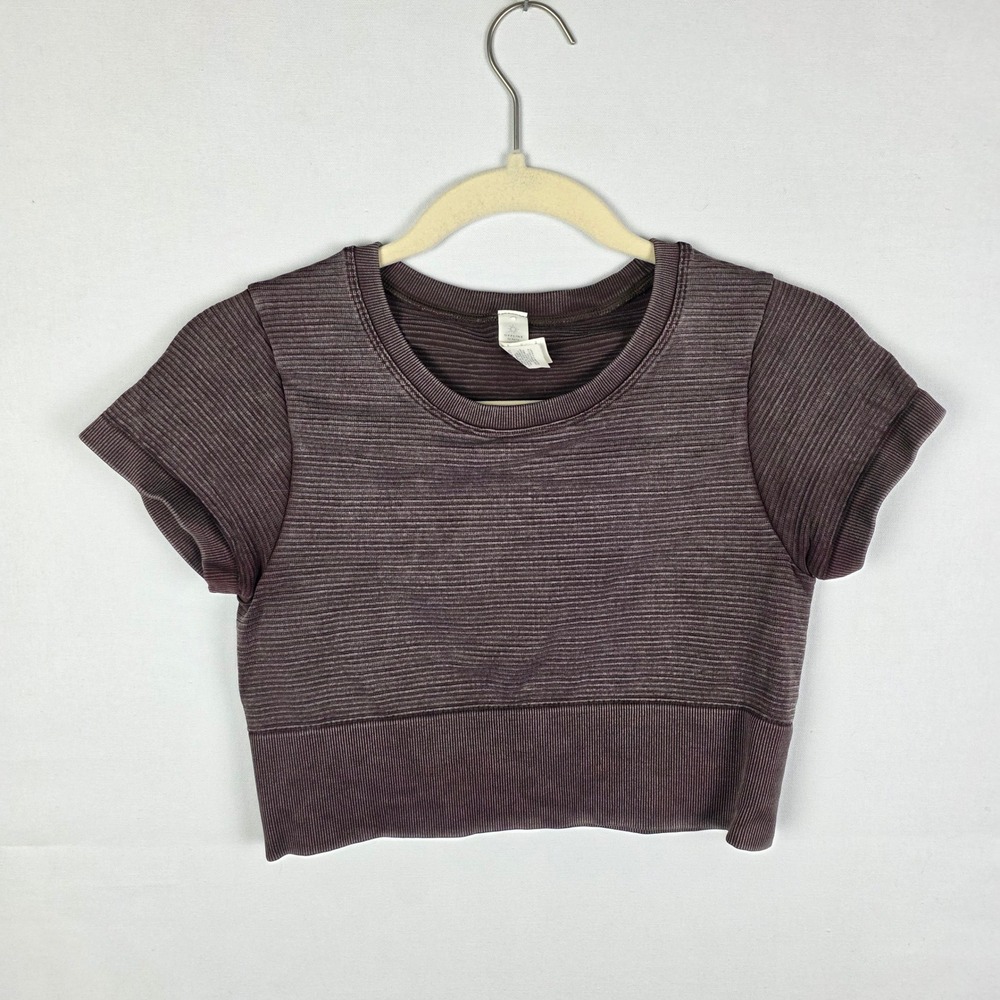 OFFLINE by Aerie Ribbed Seamless Crop Top Brown Short Sleeve Small S/P